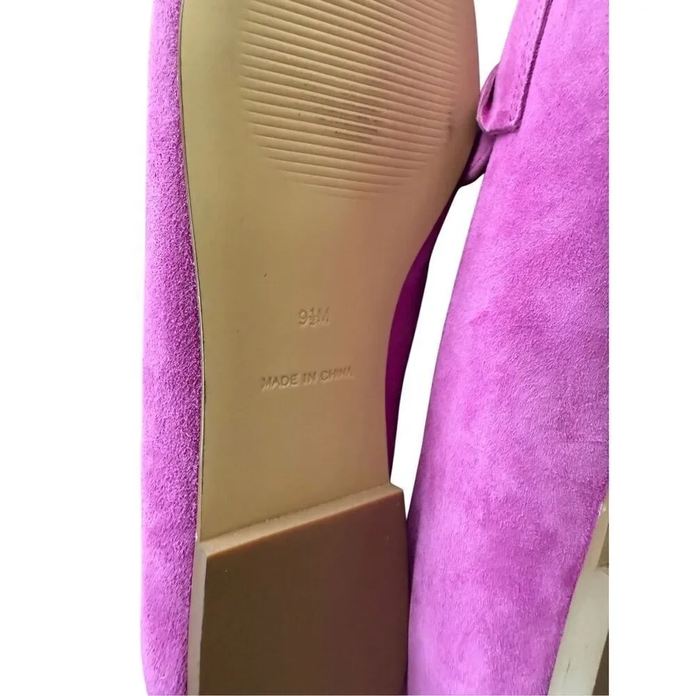 Talbots Womens Fushia Pink Suede Stella Twist Ballet Flats Loafers Size 9.5